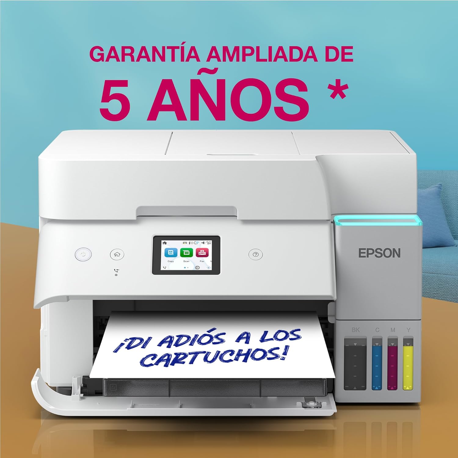 Imagen de Epson EcoTank ET-4956 Impresora de Depósito de Tinta | Teletrabajo | Wi-Fi, Ethernet | A4 | Doble Cara | Imprimir, Copiar, Escanear, Fax | Pantalla Táctil 6,1cm | ADF | Tinta Incluida para 3 Años