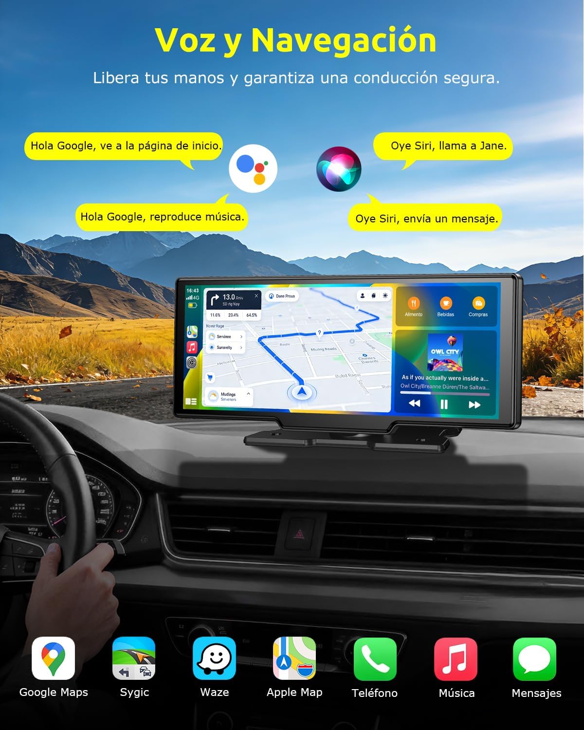 Imagen de ESSGOO Pantalla Coche 10.26 Pulgadas Carplay y Android Auto Inalámbrico con 4 Sensor de Presión de Neumáticos Cámara Frontal 4K Trasera 1080P,IPS Táctil,Bluetooth,Mirror Link,Control por Voz,64GB TF