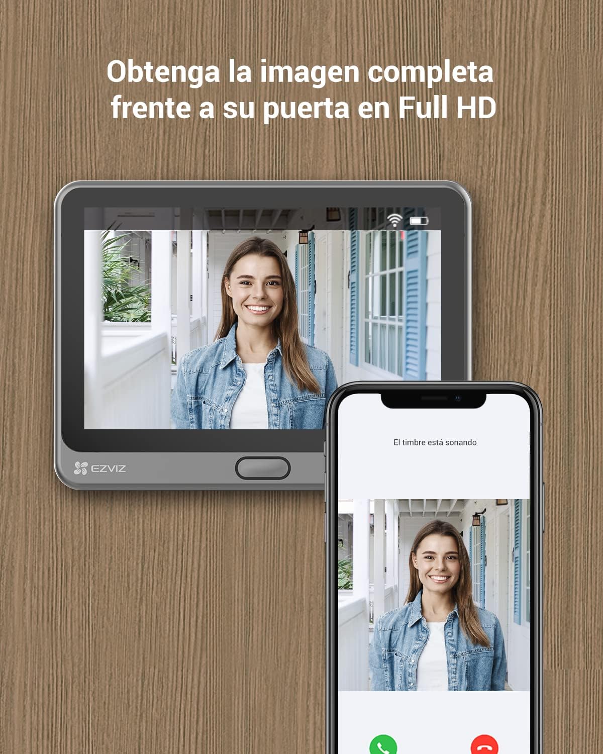 Imagen de EZVIZ Mirilla Digital de Puerta con Pantalla Táctil a Color de 4.3'' Cámara Video Timbre Inalámbrico Monitor con Batería Recargable 4600mAh,PIR Detección de Movimiento,Audio Bidireccional,Modelo CP4