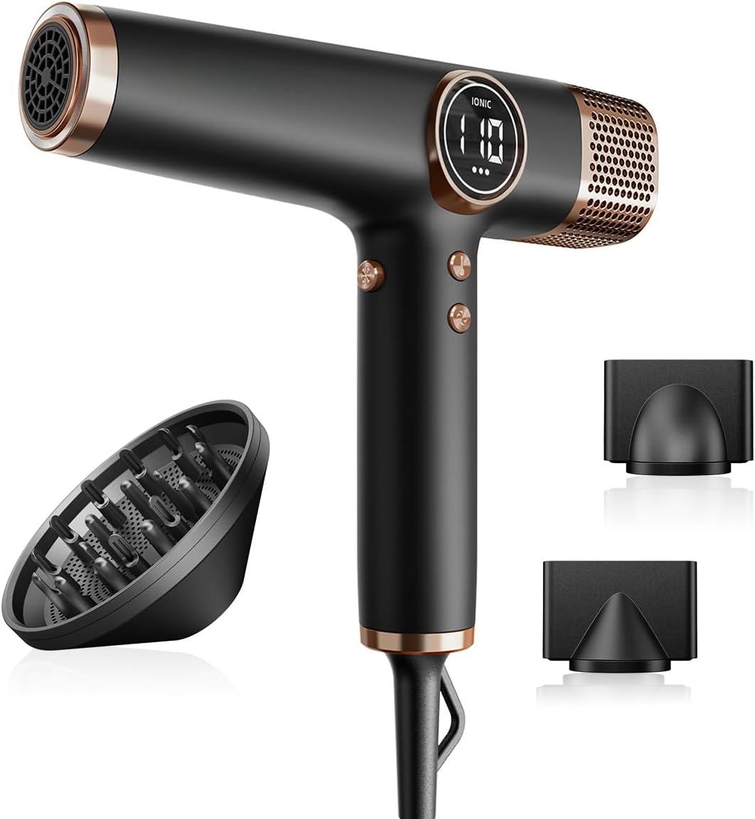 Imagen de Faszin Secador de Pelo Profesional, Secador Rápido Ligero, Motor 110,000 RPM, Secador Pelo Iónico de 200 Millones para Mujeres y Hombres, Silencioso con 3 Boquillas Magnéticas