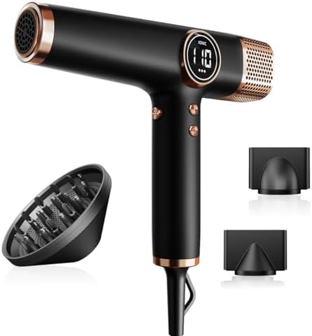 Imagen de Faszin Secador de Pelo Profesional, Secador Rápido Ligero, Motor 110,000 RPM, Secador Pelo Iónico de 200 Millones para Mujeres y Hombres, Silencioso con 3 Boquillas Magnéticas
