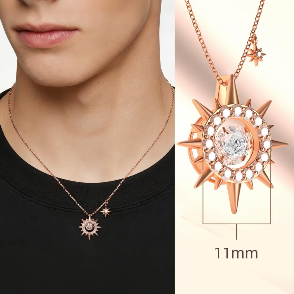 Imagen de FEIKFEIZ Collar de moissanita para mujer, colgante, diamante cultivado en laboratorio, bañado en oro rosa de 18K, collar de oro, collar para hombres, regalo de joyería.