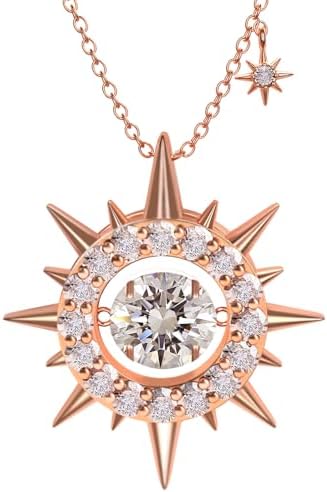 Imagen de FEIKFEIZ Collar de moissanita para mujer, colgante, diamante cultivado en laboratorio, bañado en oro rosa de 18K, collar de oro, collar para hombres, regalo de joyería.