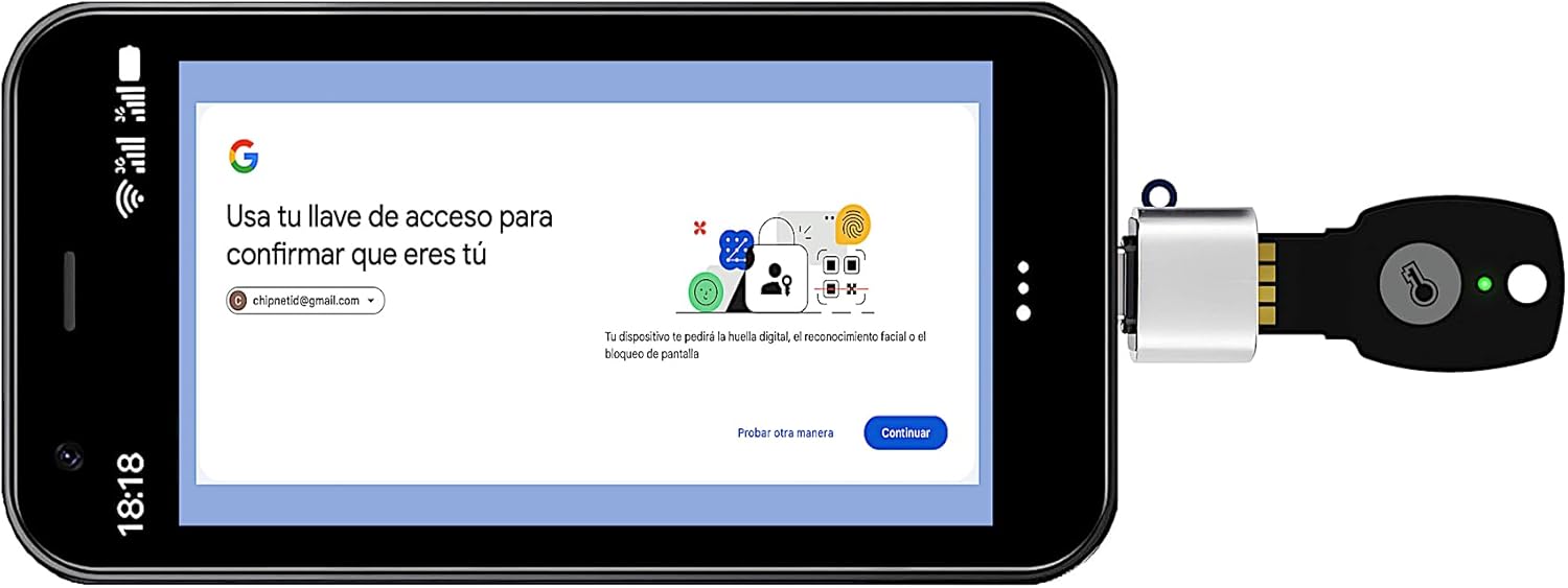 Imagen de FIDO2 + U2F - USB A Y C - PassKey® FIDO2 Basic - FIDO2 Certified - ChipNet ID -Empresa Española con Soporte Personal.