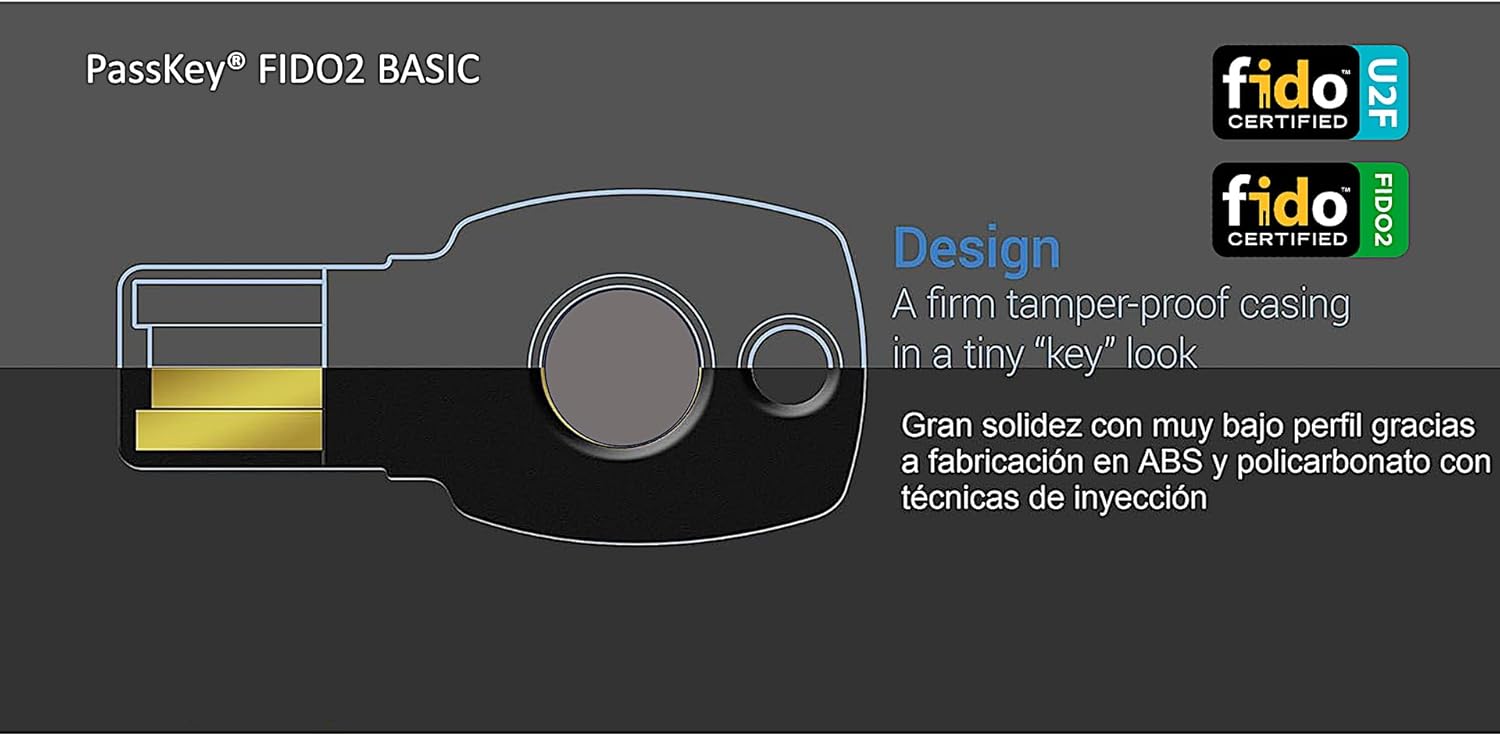 Imagen de FIDO2 + U2F - USB A Y C - PassKey® FIDO2 Basic - FIDO2 Certified - ChipNet ID -Empresa Española con Soporte Personal.