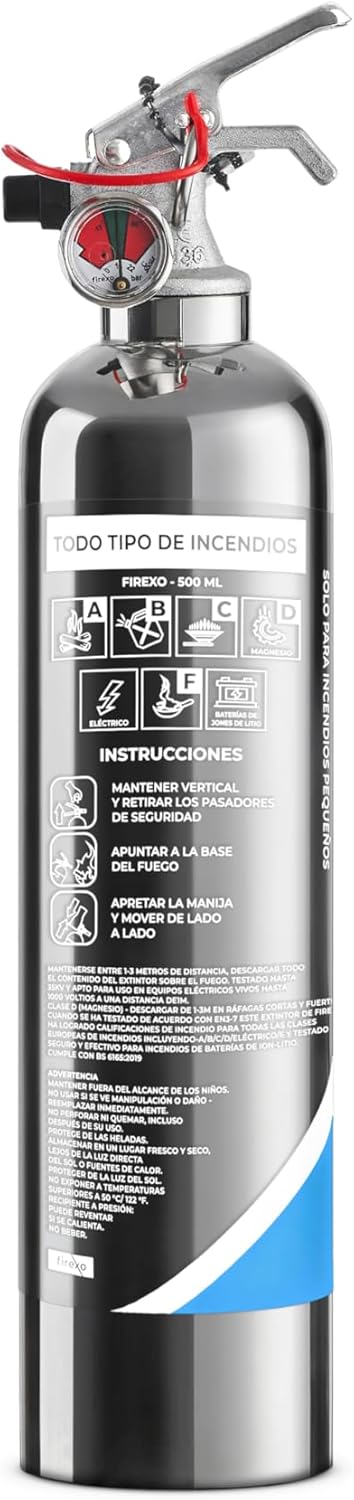 Imagen de Firexo Mini Extintor de Incendio para Todo Tipo de Incendios (500ml) - Fire Extinguisher para Casa, Auto, Oficina, Cocina, Caravana, Barco - Extintor para Todo Tipo de Incendios