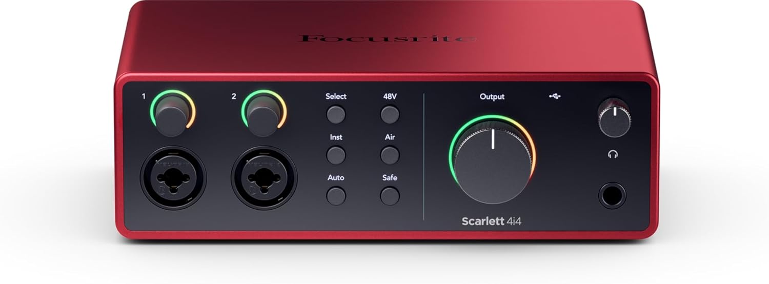 Imagen de Focusrite Scarlett 4i4 4.ª gen. interfaz de audio USB para músicos, compositores, guitarristas y creadores de contenido. Grabación de estudio, alta fidelidad y todo el software necesario