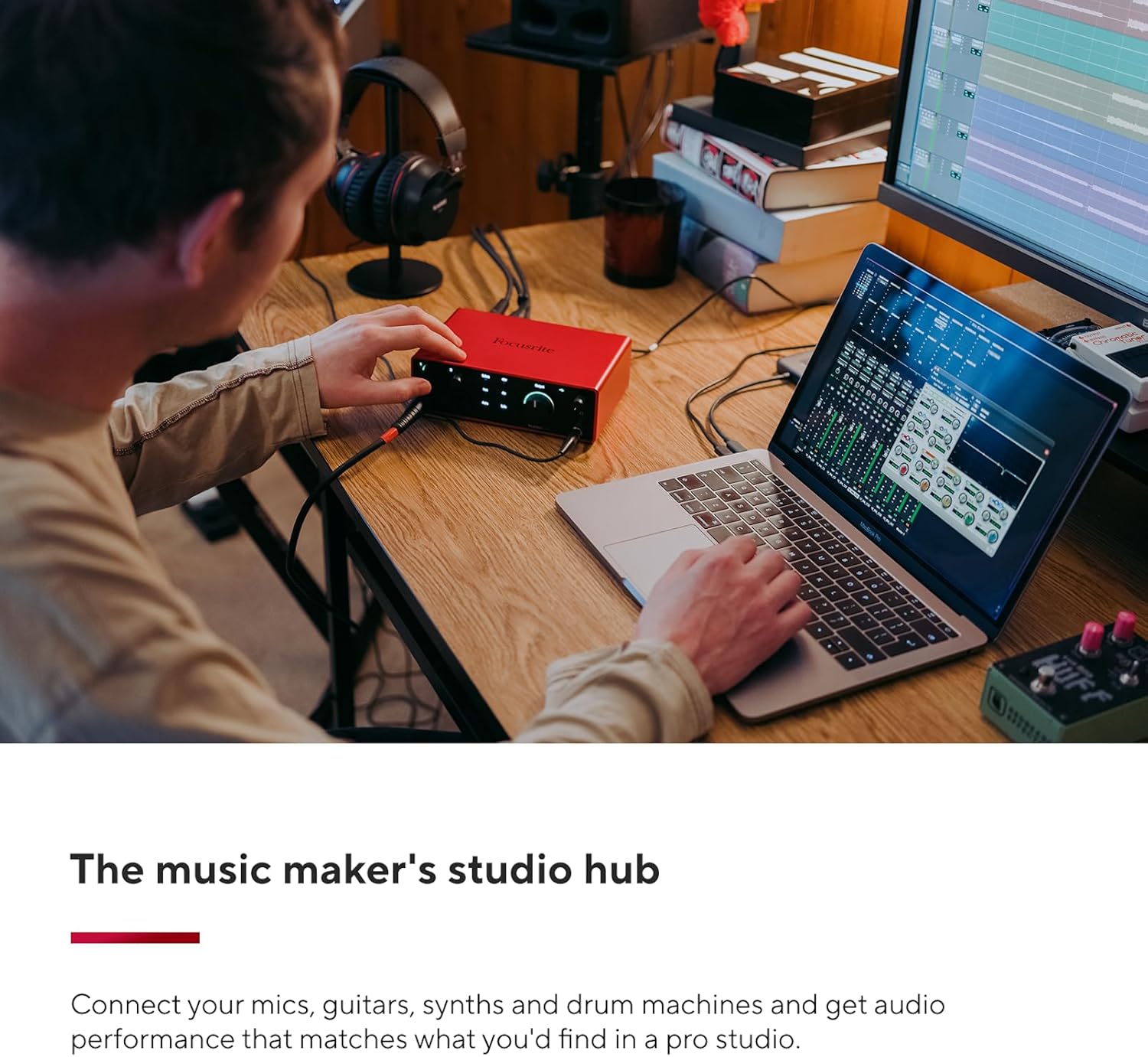 Imagen de Focusrite Scarlett 4i4 4.ª gen. interfaz de audio USB para músicos, compositores, guitarristas y creadores de contenido. Grabación de estudio, alta fidelidad y todo el software necesario