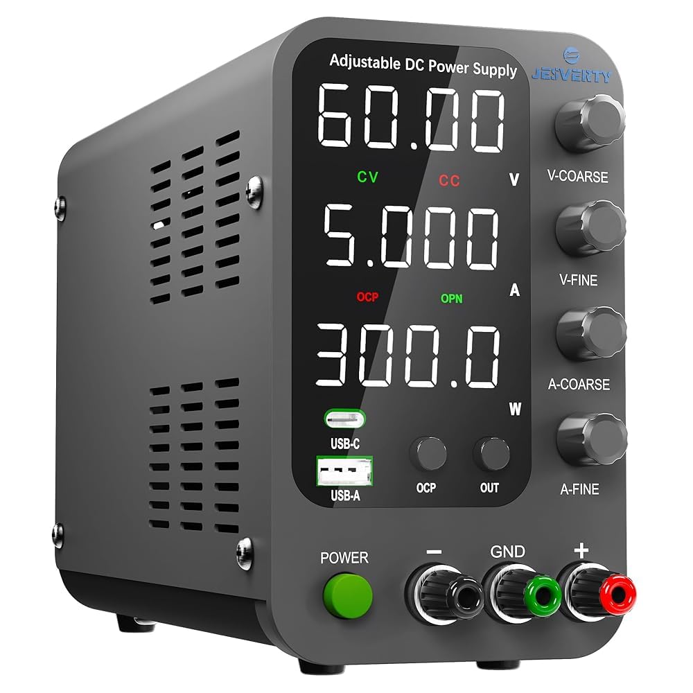 Imagen de Fuente de Alimentación Regulable 30V 10A DC Fuentes de Alimentación de Laboratorio Fuente de Alimentacion de Banco Ajustable Pantalla LED de 4 Dígitos Jesverty SPS-3010N