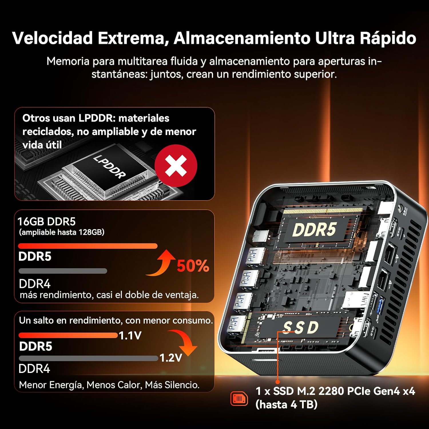 Imagen de GEEKOM A7 MAX Mini PC AI (Edición 2026) con AMD Ryzen 9 7940HS, 16GB DDR5 (no LPDDR) y 1TB SSD (ampliable), Mini Ordenador para Creación, Gráficos Radeon 780M|4 Modos|Soporte Premium|USB4|8K|Lector SD