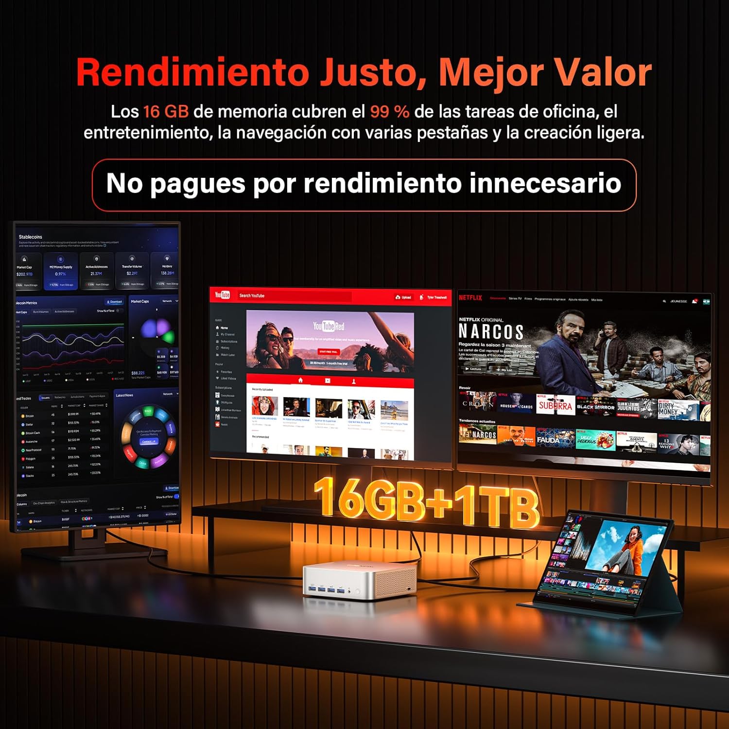 Imagen de GEEKOM A7 MAX Mini PC AI (Edición 2026) con AMD Ryzen 9 7940HS, 16GB DDR5 (no LPDDR) y 1TB SSD (ampliable), Mini Ordenador para Creación, Gráficos Radeon 780M|4 Modos|Soporte Premium|USB4|8K|Lector SD