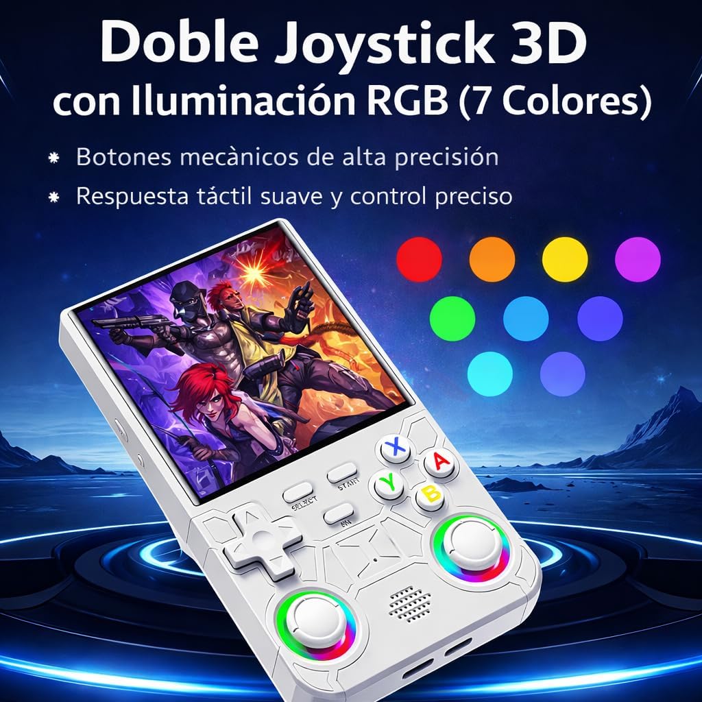 Imagen de Genzo Consola Portatil Retro R36 Ultra 2026 con 128GB y más de 40.000 Juegos - Juegos de PSP, GameB, PS1, SuperNint, MegaD, NeoG, etc. +30 Emuladores -Pantalla Grande HD IPS de 4 Pulgadas (Blanco)