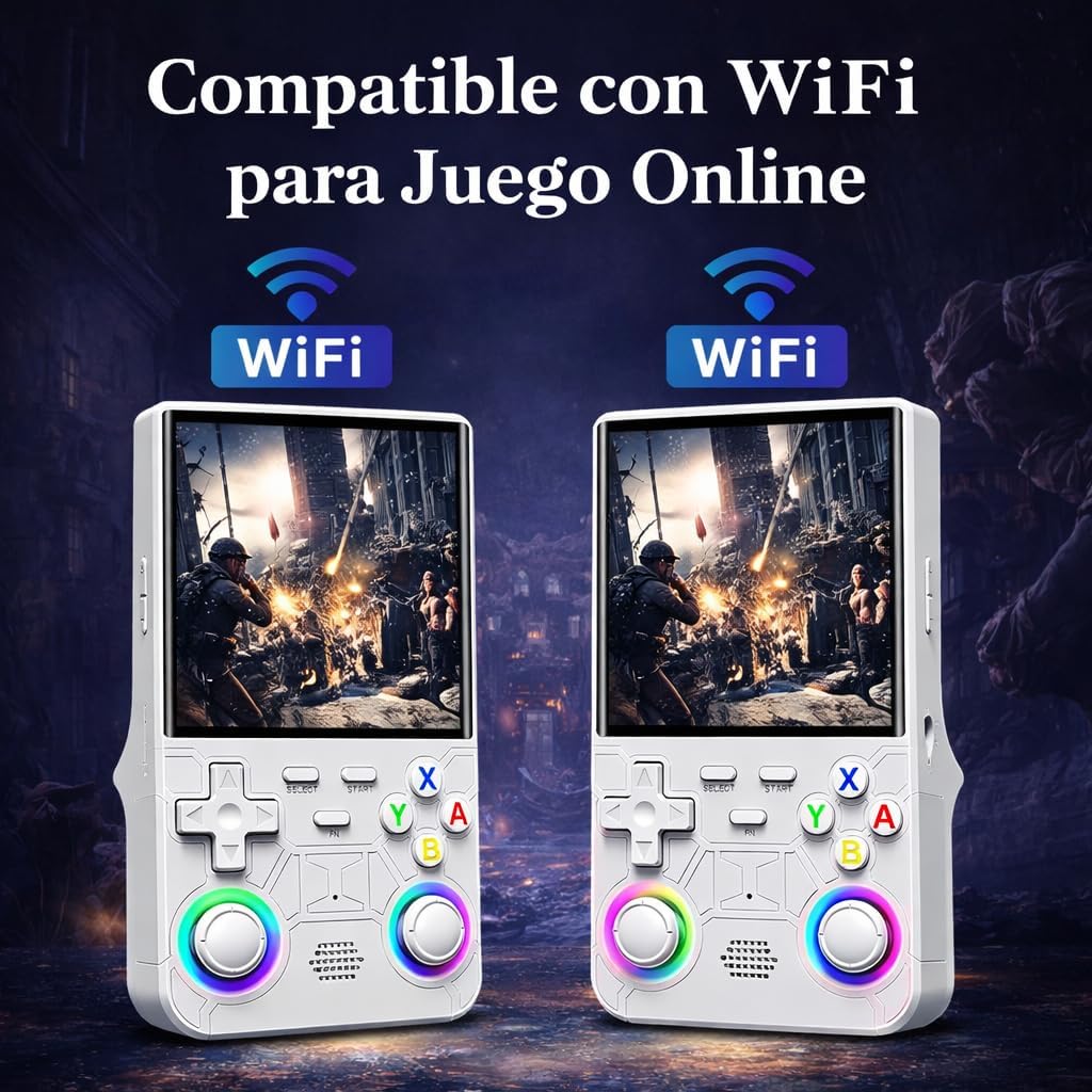 Imagen de Genzo Consola Portatil Retro R36 Ultra 2026 con 128GB y más de 40.000 Juegos - Juegos de PSP, GameB, PS1, SuperNint, MegaD, NeoG, etc. +30 Emuladores -Pantalla Grande HD IPS de 4 Pulgadas (Blanco)