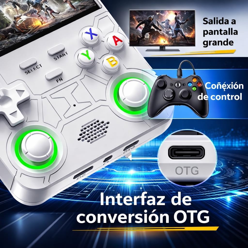 Imagen de Genzo Consola Portatil Retro R36 Ultra 2026 con 128GB y más de 40.000 Juegos - Juegos de PSP, GameB, PS1, SuperNint, MegaD, NeoG, etc. +30 Emuladores -Pantalla Grande HD IPS de 4 Pulgadas (Blanco)