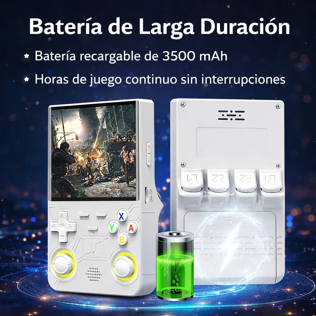Imagen de Genzo Consola Portatil Retro R36 Ultra 2026 con 128GB y más de 40.000 Juegos - Juegos de PSP, GameB, PS1, SuperNint, MegaD, NeoG, etc. +30 Emuladores -Pantalla Grande HD IPS de 4 Pulgadas (Blanco)