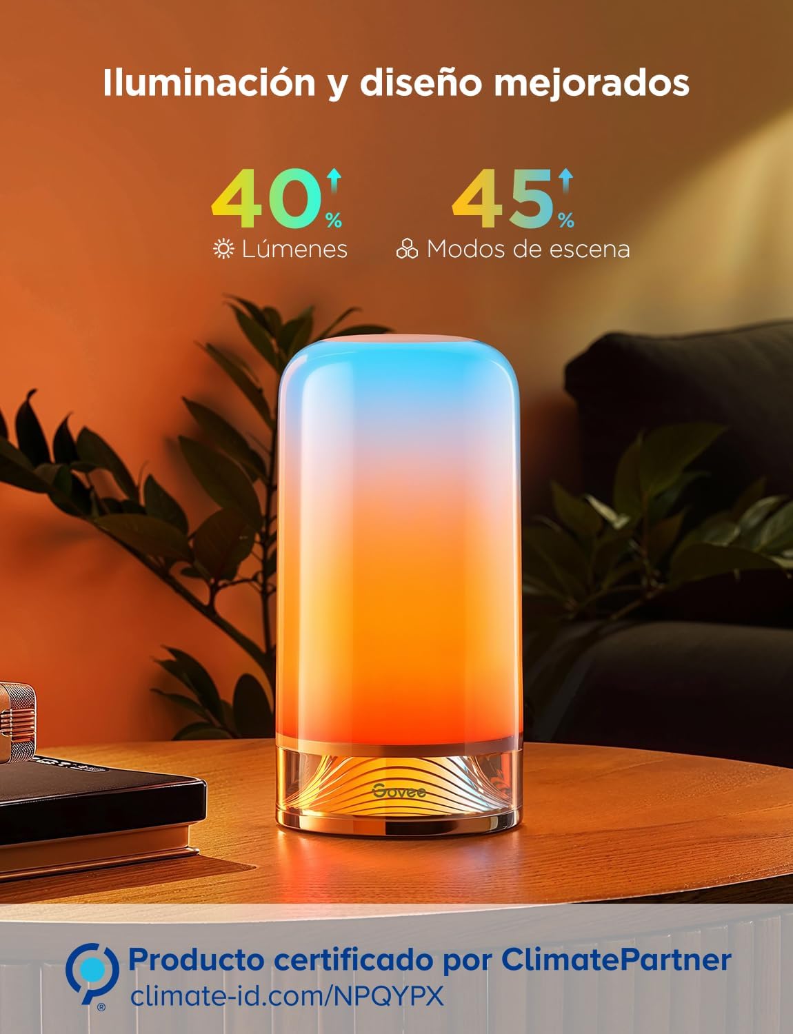 Imagen de Govee Lamparas de Mesita de Noche Tactiles RGBICWW LED Regulable, 70+ Modos de Escena, 2700-6500k, Compatible con Alexa, Funciona con Matter, Función de Temporizador, para Salón y Dormitorio, Cableada