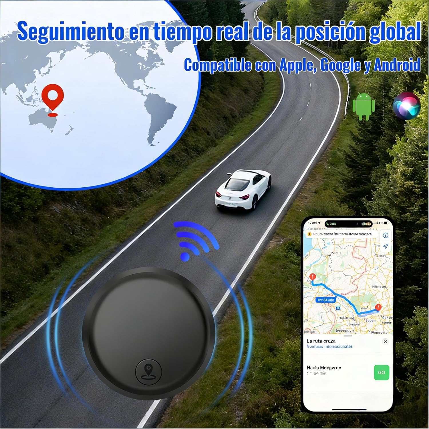 Imagen de GPS Coche localizador Localizador GPS para Coche Rastreador 2026 Magnético Rastreador GPS sin suscripción/SIM,Seguimiento en Tiempo Real para vehículo,Niños, MascotasCompatible con Android e iOS
