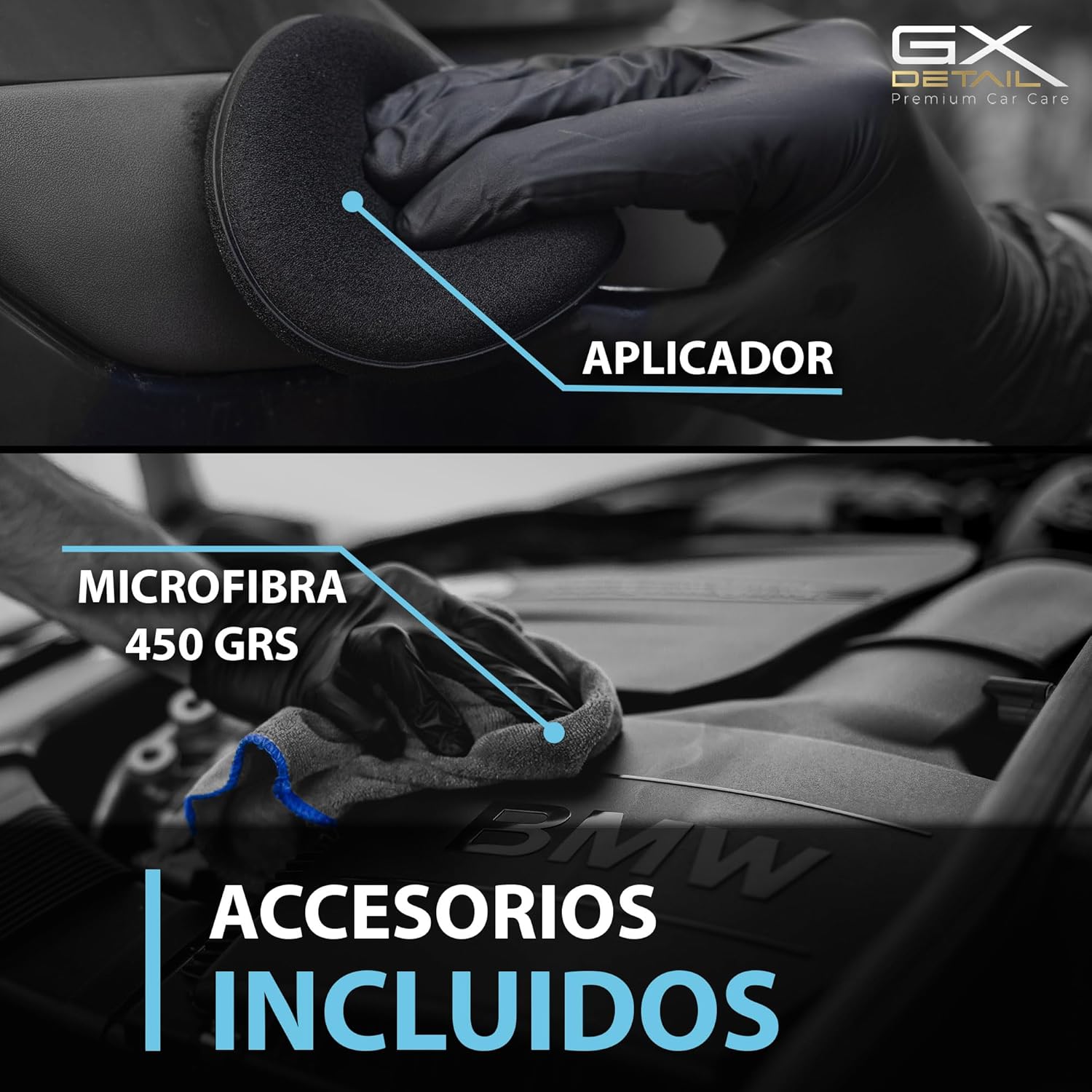 Imagen de GxDetail Recuperador de Plásticos y Abrillantador Hidratador de Plástico y Neumáticos Coche y Moto 500ml. – Recuperador de Gomas Viejas, Interior, Exterior, Ruedas.