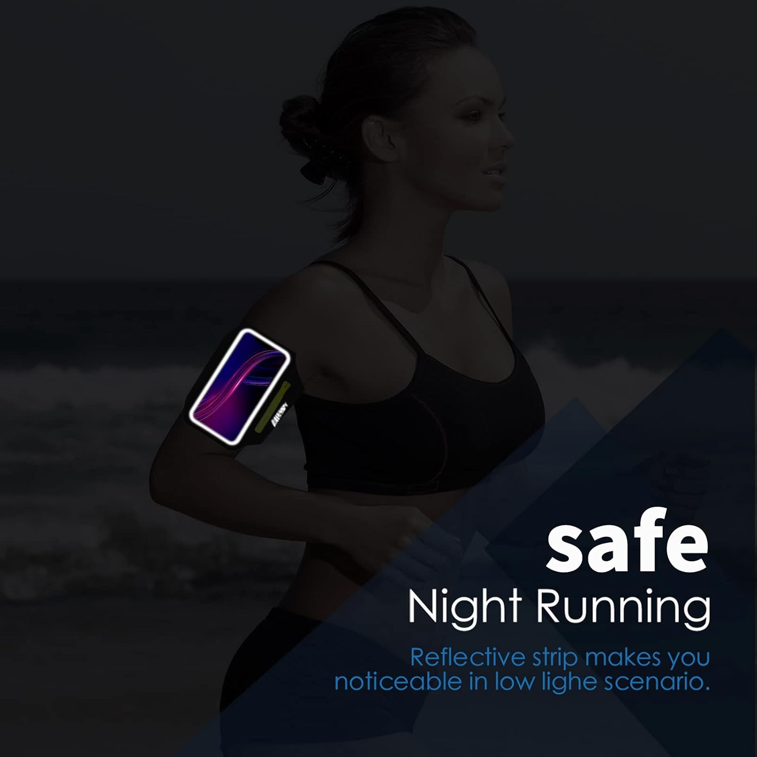 Imagen de HAISSKY Brazalete Deportivo para Correr con Bolsa de Auriculares, Brazalete Móvil Deportivo Ajustable para iPhone 16 Pro MAX 15 Pro 14 13 12 11 Plus, Galaxy S25/S24/S23/S22, hasta 6,9" (Negro)