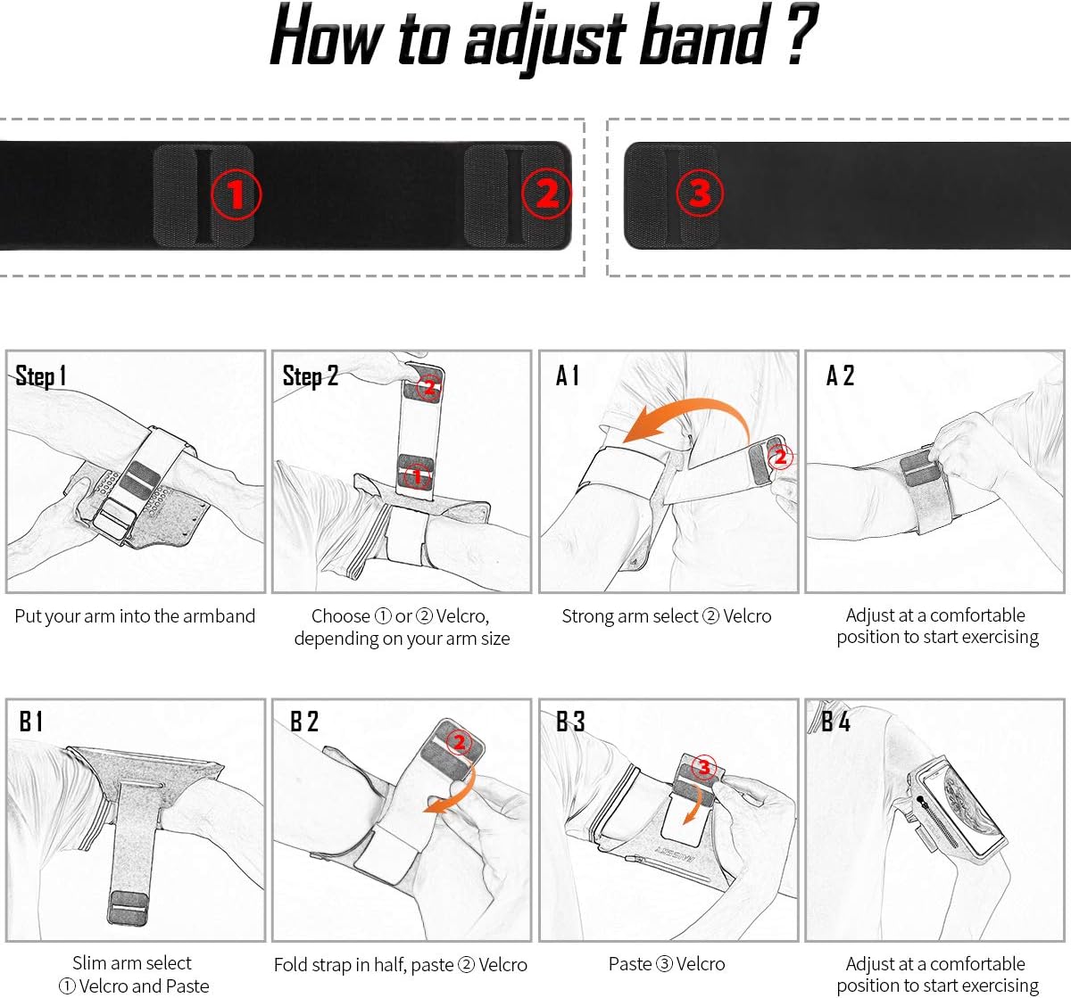 Imagen de HAISSKY Brazalete Deportivo para Correr con Bolsa de Auriculares, Brazalete Móvil Deportivo Ajustable para iPhone 16 Pro MAX 15 Pro 14 13 12 11 Plus, Galaxy S25/S24/S23/S22, hasta 6,9" (Negro)