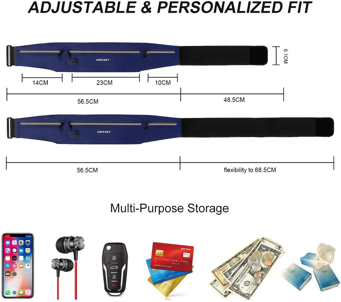 Imagen de HAISSKY Cinturón de Correr para Mujeres y Hombres, riñonera con Cremallera con Agujero para Auriculares de hasta 6,9 Pulgadas Mientras caminas, Senderismo, Hacer Deportes al Aire Libre