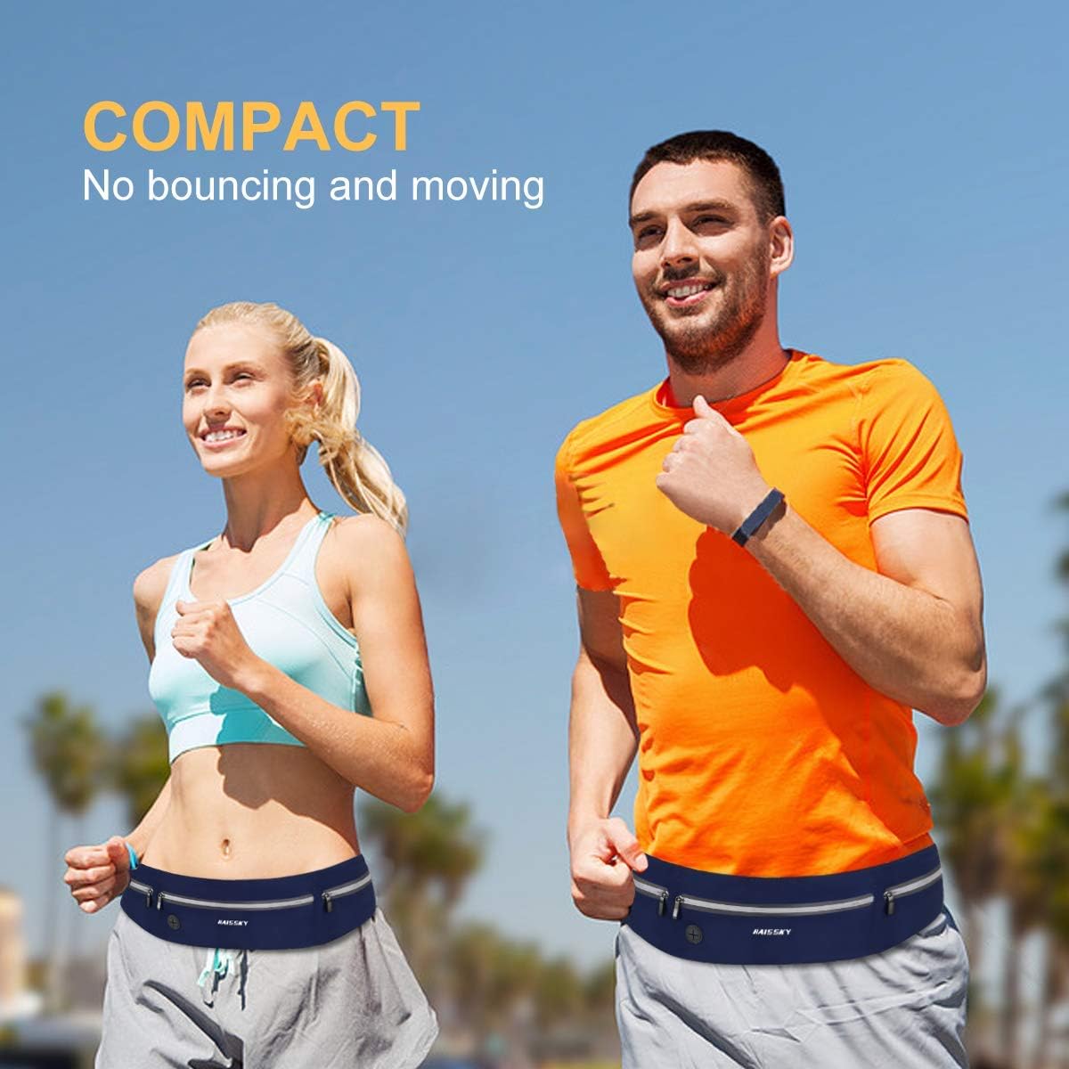 Imagen de HAISSKY Cinturón de Correr para Mujeres y Hombres, riñonera con Cremallera con Agujero para Auriculares de hasta 6,9 Pulgadas Mientras caminas, Senderismo, Hacer Deportes al Aire Libre