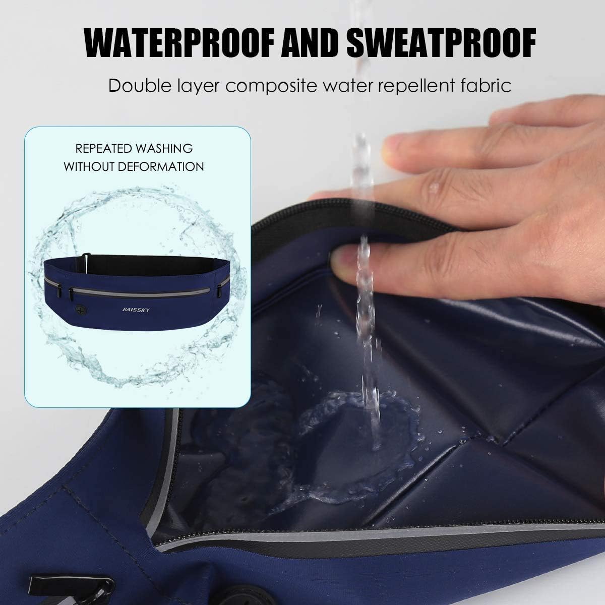 Imagen de HAISSKY Cinturón de Correr para Mujeres y Hombres, riñonera con Cremallera con Agujero para Auriculares de hasta 6,9 Pulgadas Mientras caminas, Senderismo, Hacer Deportes al Aire Libre