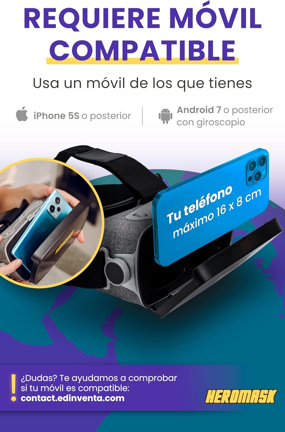 Imagen de Heromask Idiomas: Gafas Virtuales + Juegos (5-12 años) ― Regalo Que motiva a Aprender inglés, Chino y Otros Idiomas Mientras Juega a Videojuegos de Realidad Virtual