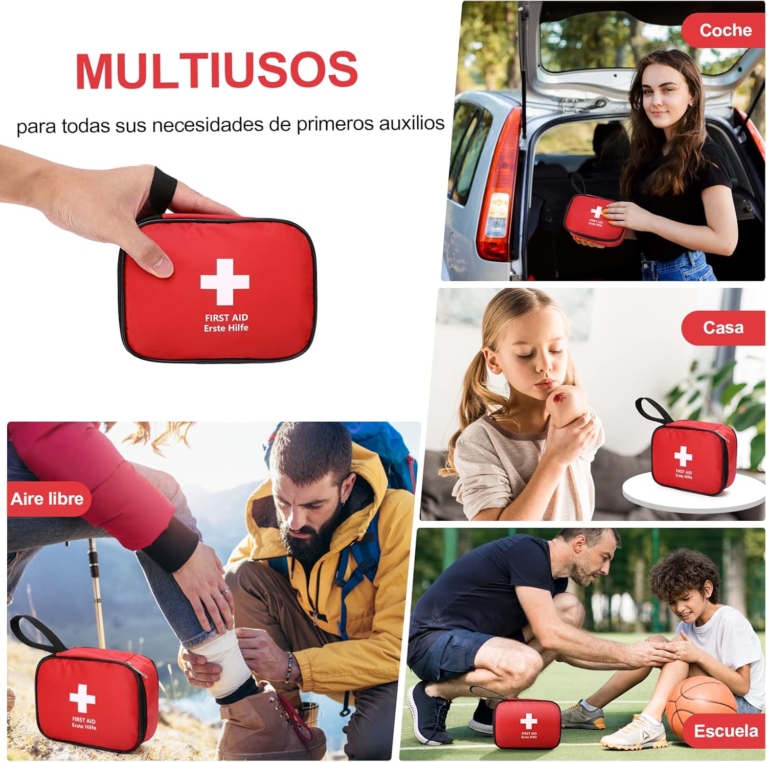 Imagen de HONYAO® Botiquín de Primeros Auxilios 90 Piezas, Mini Kit Primeros Auxilios, Botiquin Pequeño para Coche Casa Lugar Trabajo Mochila y Acampar Senderismo Viaje