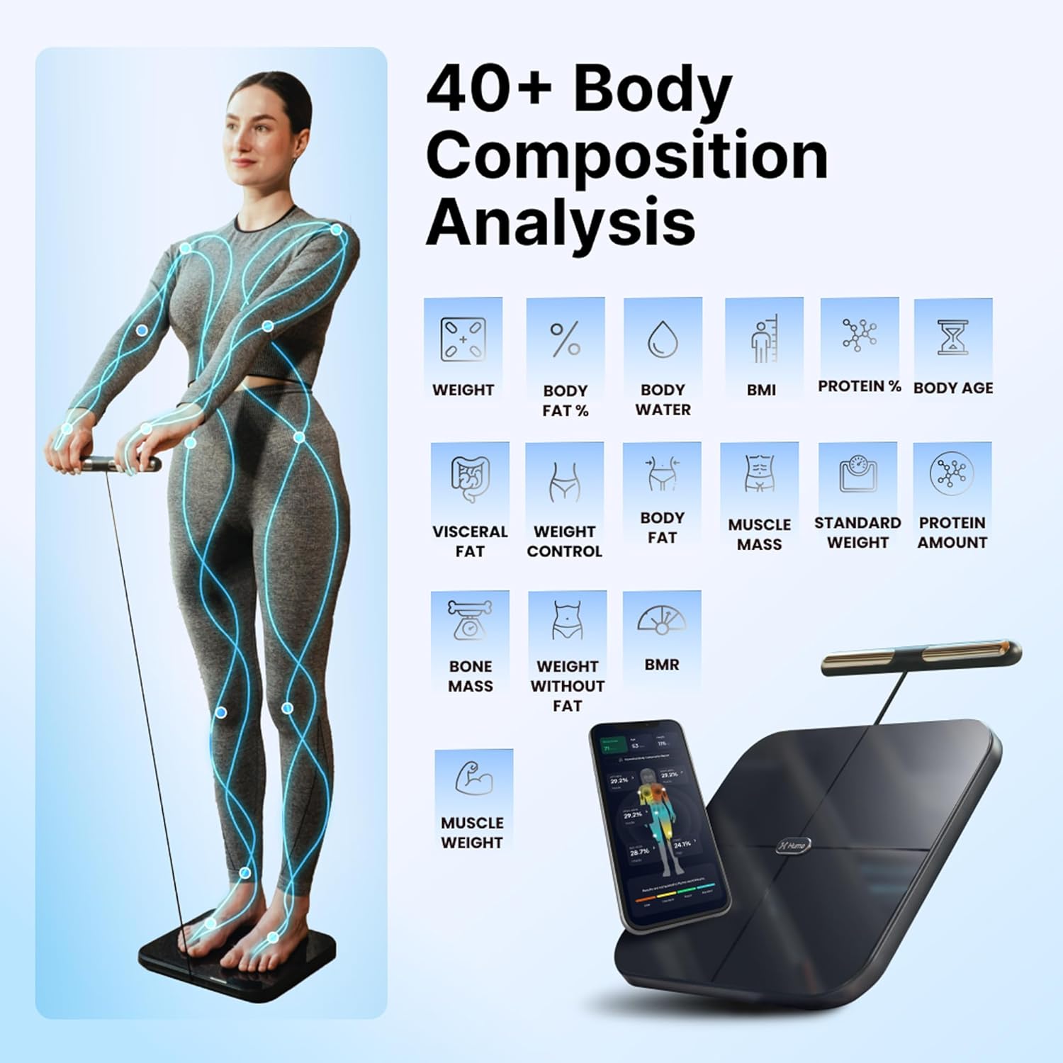 Imagen de Hume Health - The Body Pod - Analizador corporal doméstico y aplicación Bluetooth gratuita - Más de 45 métricas clave de salud - Datos personalizados precisos - Escala de composición corporal