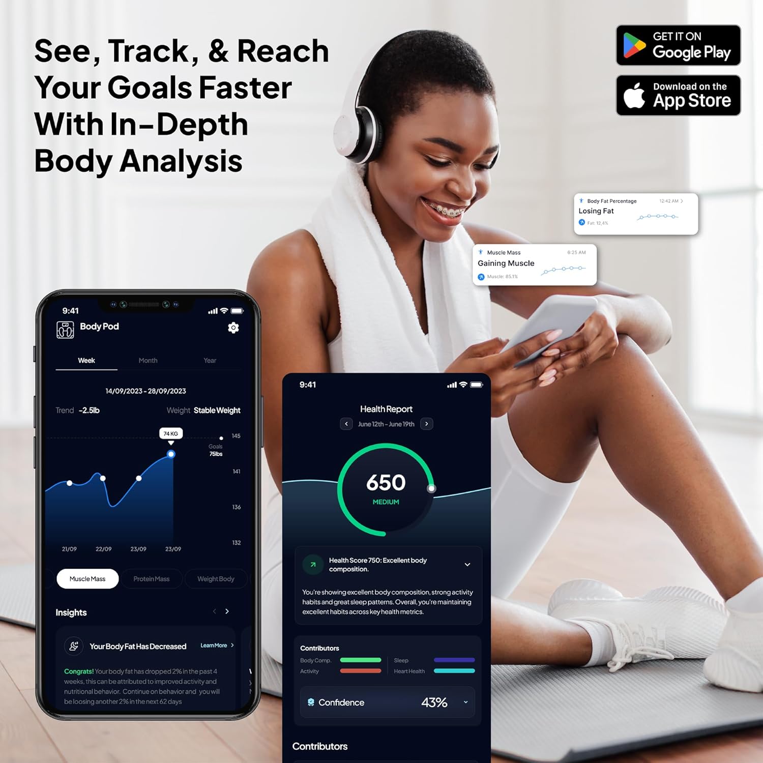 Imagen de Hume Health - The Body Pod - Analizador corporal doméstico y aplicación Bluetooth gratuita - Más de 45 métricas clave de salud - Datos personalizados precisos - Escala de composición corporal