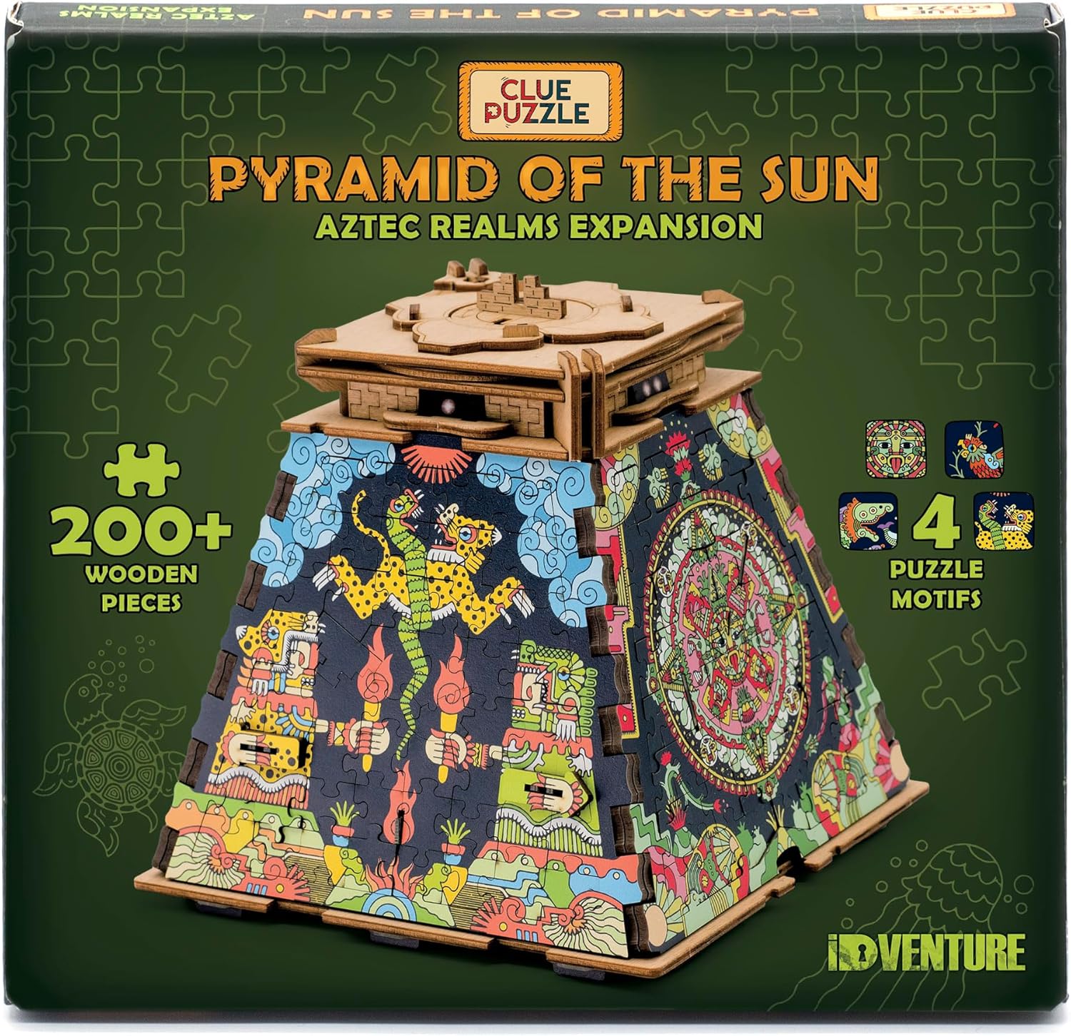 Imagen de iDventure Cluepuzzle Pirámide de Sol - Juego de Escape Room con rompecabezas de Jigsaw - Puzzle de madera 3D - Caja de regalo - Cofre del tesoro - Caja de rompecabezas secuencial para adultos - Regalo