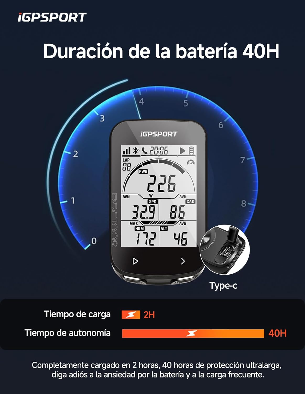 Imagen de iGPSPORT BSC100S GPS Bicicleta, Ciclocomputador Pantalla de 2,6 Pulgadas, hasta 40 Horas de Autonomía, Conexión Ant+ / BLE 5.0, Impermeable IPX7