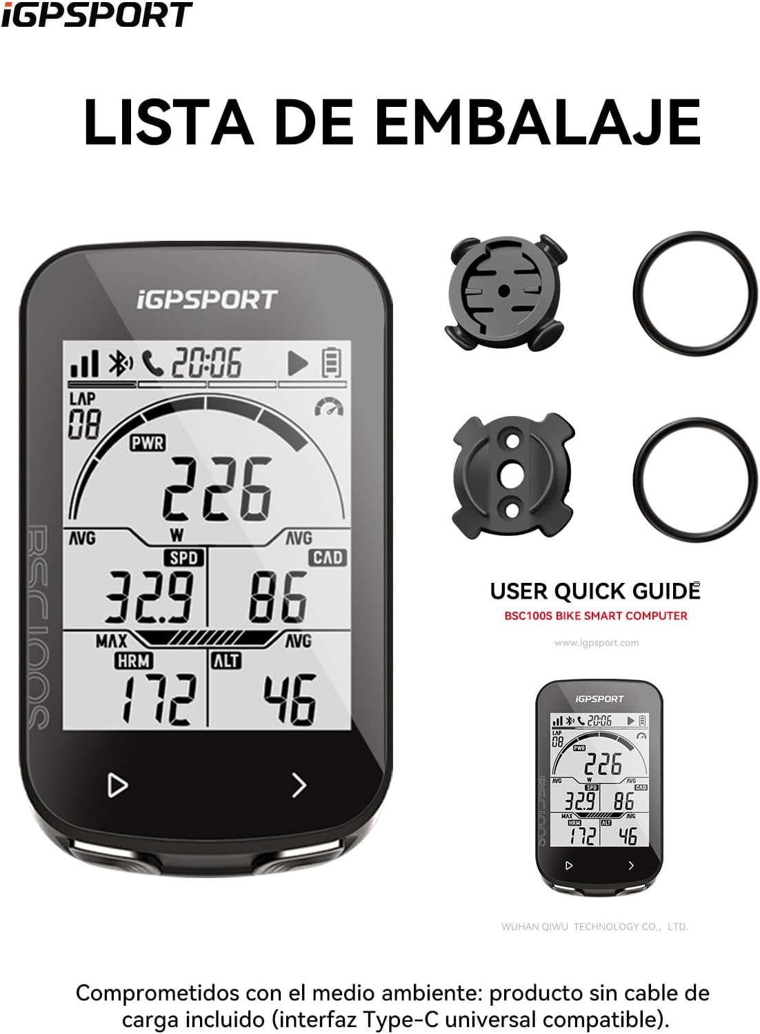 Imagen de iGPSPORT BSC100S GPS Bicicleta, Ciclocomputador Pantalla de 2,6 Pulgadas, hasta 40 Horas de Autonomía, Conexión Ant+ / BLE 5.0, Impermeable IPX7