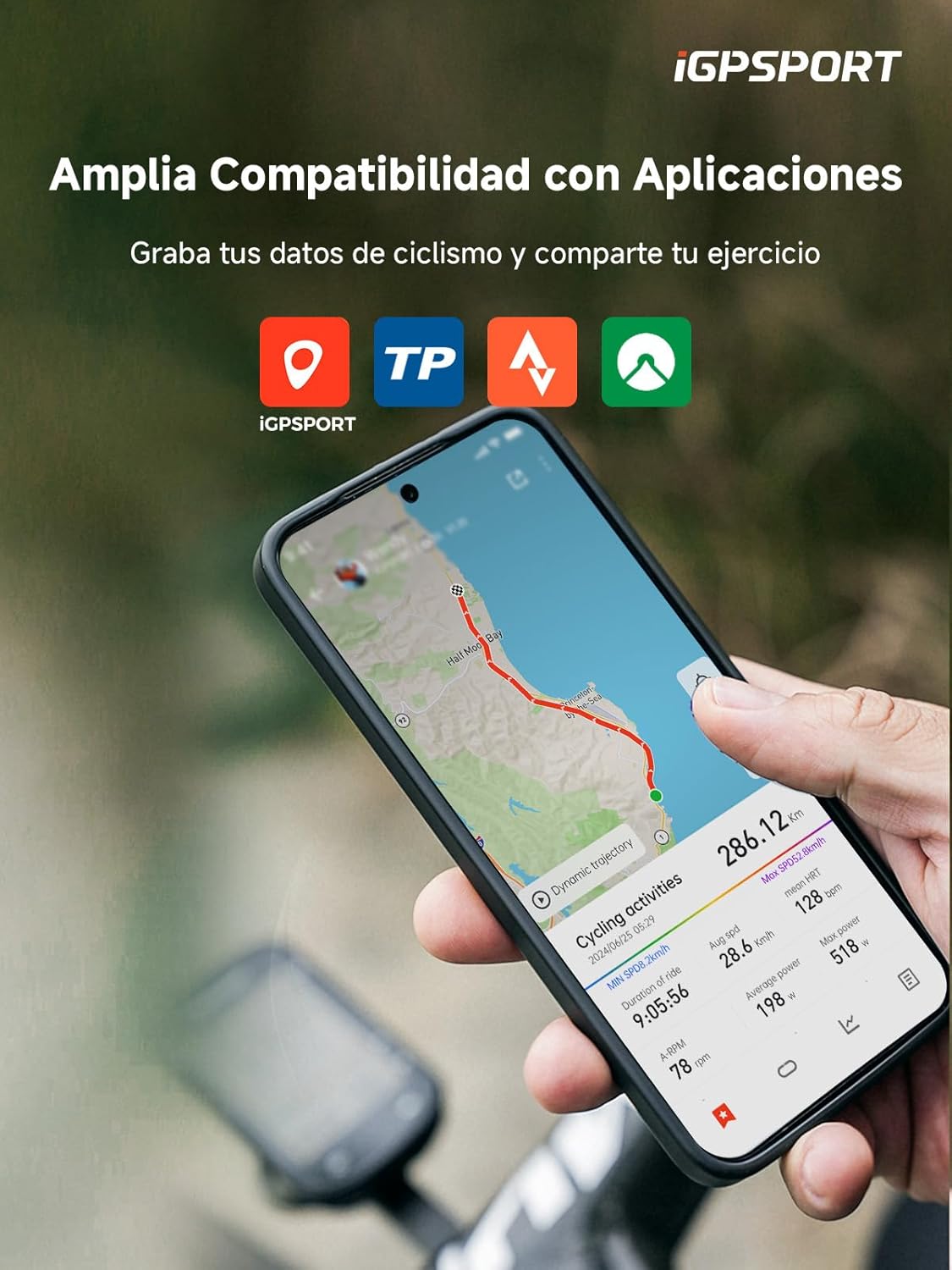 Imagen de iGPSPORT BSC200S GPS Bicicleta, Navegación con un Toque, Monitorización de Movimiento, Reanudación de Ruta, Ciclocomputador Compatible con Radar y Luz Trasera Inteligente, Impermeable IPX7