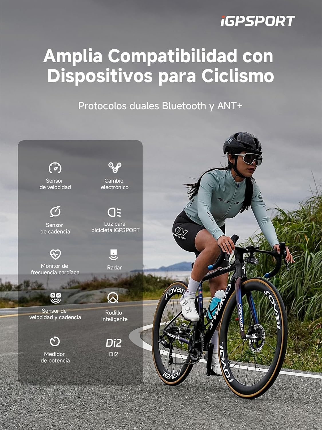 Imagen de iGPSPORT BSC200S GPS Bicicleta, Navegación con un Toque, Monitorización de Movimiento, Reanudación de Ruta, Ciclocomputador Compatible con Radar y Luz Trasera Inteligente, Impermeable IPX7