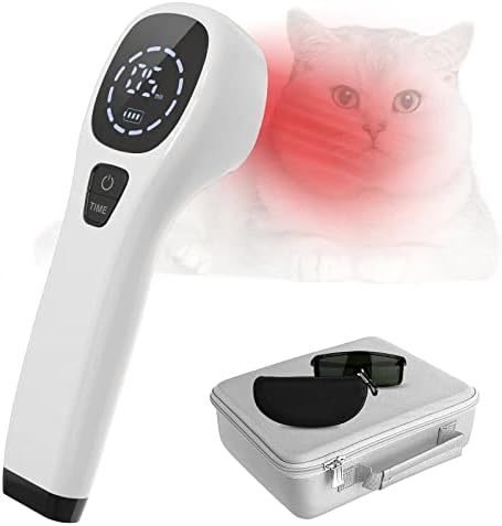 Imagen de iKeener Dispositivo de terapia para mascotas/veterinarios, (4 x 808 nm), terapia láser fría, alivia el dolor muscular y articular de animales, dispositivo de terapia portátil con luz roja para