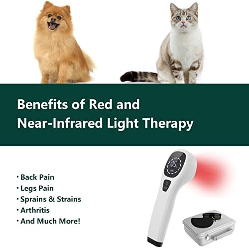 Imagen de iKeener Dispositivo de terapia para mascotas/veterinarios, (4 x 808 nm), terapia láser fría, alivia el dolor muscular y articular de animales, dispositivo de terapia portátil con luz roja para