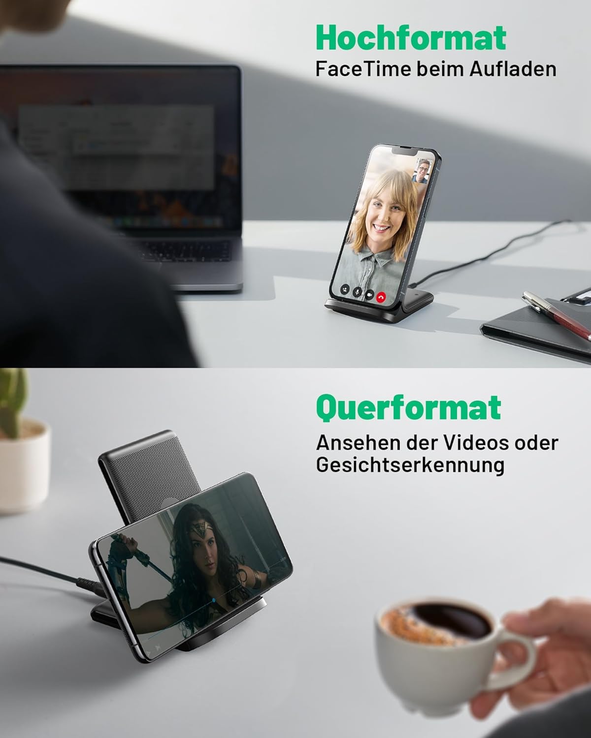 Imagen de INIU Cargador Inalámbrico Rápido Stand, 15W Wireless Charger Estación Phone Fast Charge Holder para iPhone 17 16 15 14 13 12 11 Pro MAX Samsung Galaxy S23 S22 Google Pixel 8 7 6 etc