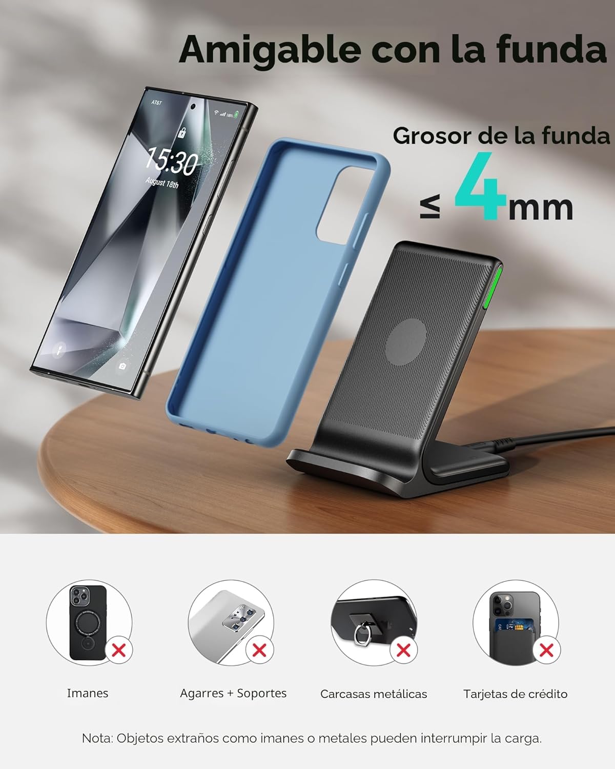 Imagen de INIU Cargador Inalámbrico Rápido Stand, 15W Wireless Charger Estación Phone Fast Charge Holder para iPhone 17 16 15 14 13 12 11 Pro MAX Samsung Galaxy S23 S22 Google Pixel 8 7 6 etc