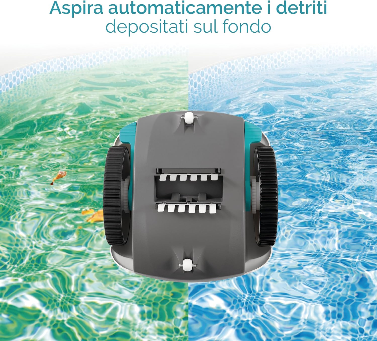 Imagen de Intex 55251 - Robot limpiafondos piscina Krystal Clear ZX50, Limpiador fondo piscina automático, Manguera 6.5m antienrredos, recipiente para desechos 0,8L y giro automático, Limpiafondos piscina