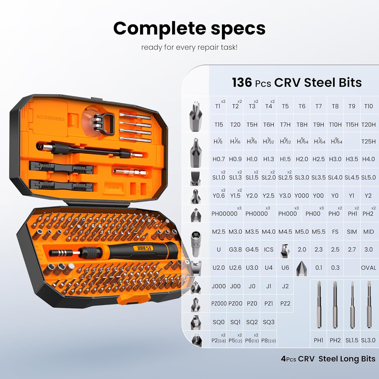 Imagen de JOREST 152 en 1 set de Destornilladores de Precisión Magnéticos Profesionales, Kit de Reparación Portátil con Torx Triwing Bits para Macbook, PC,Switch, PS5, Gafas, Relojes, Laptop, Xbox
