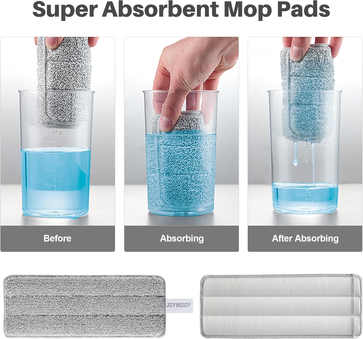 Imagen de JOYMOOP Juego de fregona y Cubo con escurridor, fregona Plana Manos Libres y Cubo, con 3 Almohadillas de Microfibra Lavables, Uso en húmedo y seco, Sistema de Limpieza de Suelos
