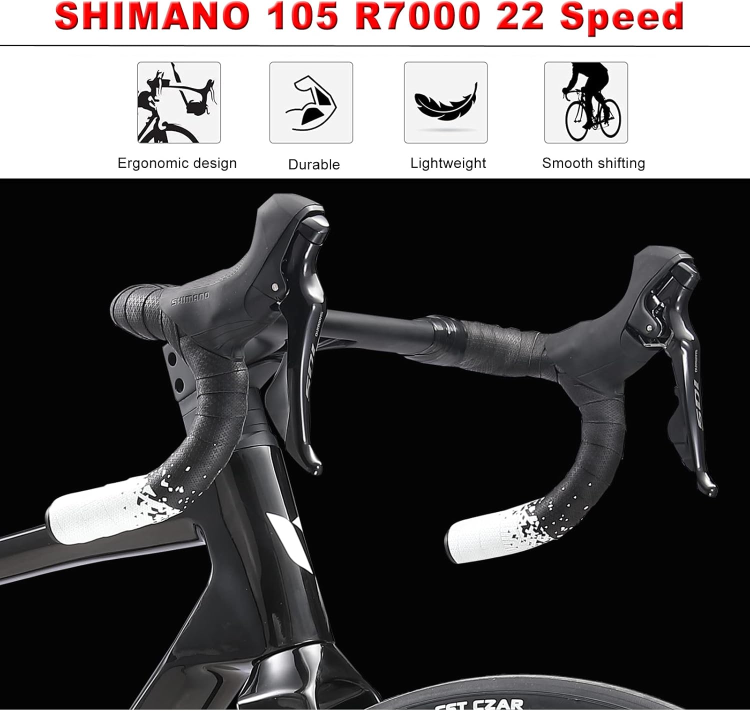 Imagen de KABON Bicicleta de Carretera de Carbono, 700C Bicicleta de Carreras de Carbono con Freno de Disco Shimano 105 de 22 velocidades para Hombres y Mujeres