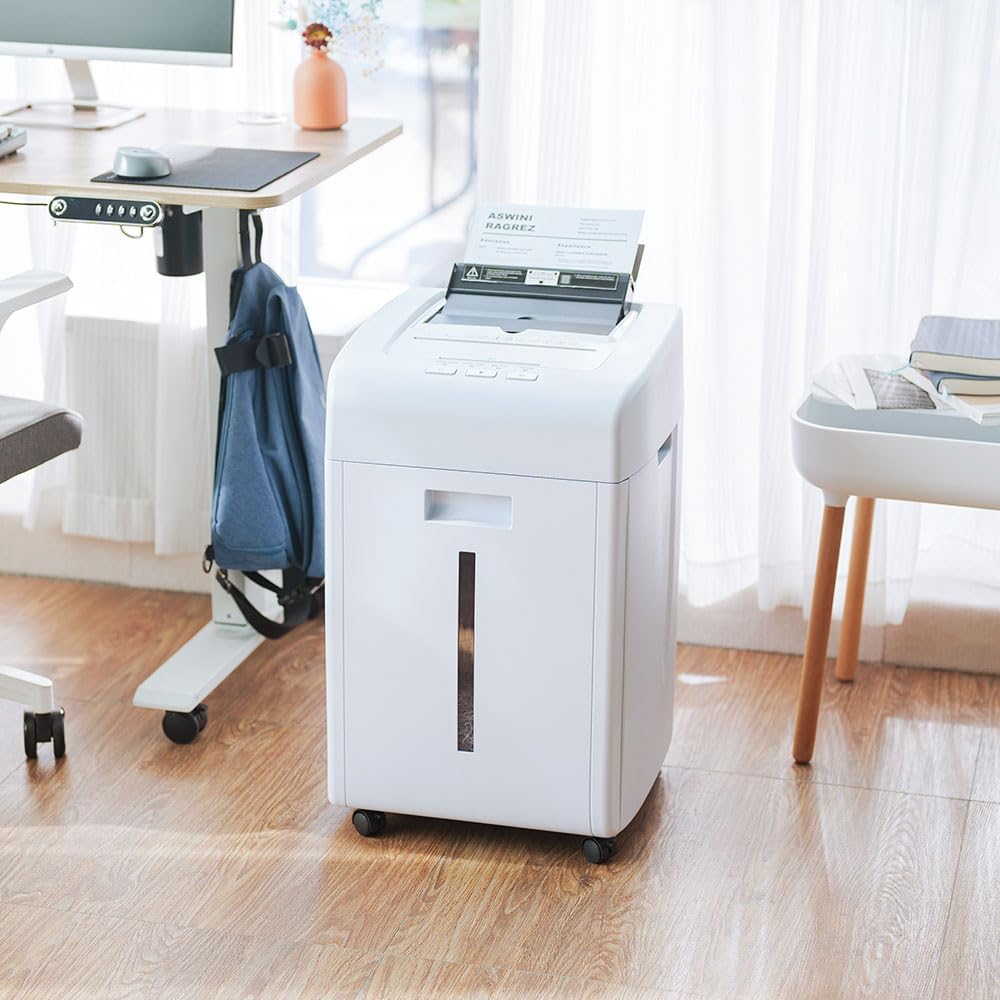 Imagen de Kalopsia Destructora de Papel Profesional: 200 Hojas Destructora Automatica 60Min Trituradora de Papel Microcorte Seguridad P5 Tarjeta de Crédito/CD/Grapa Destructora Papel Oficina Casa con Cubo 35L