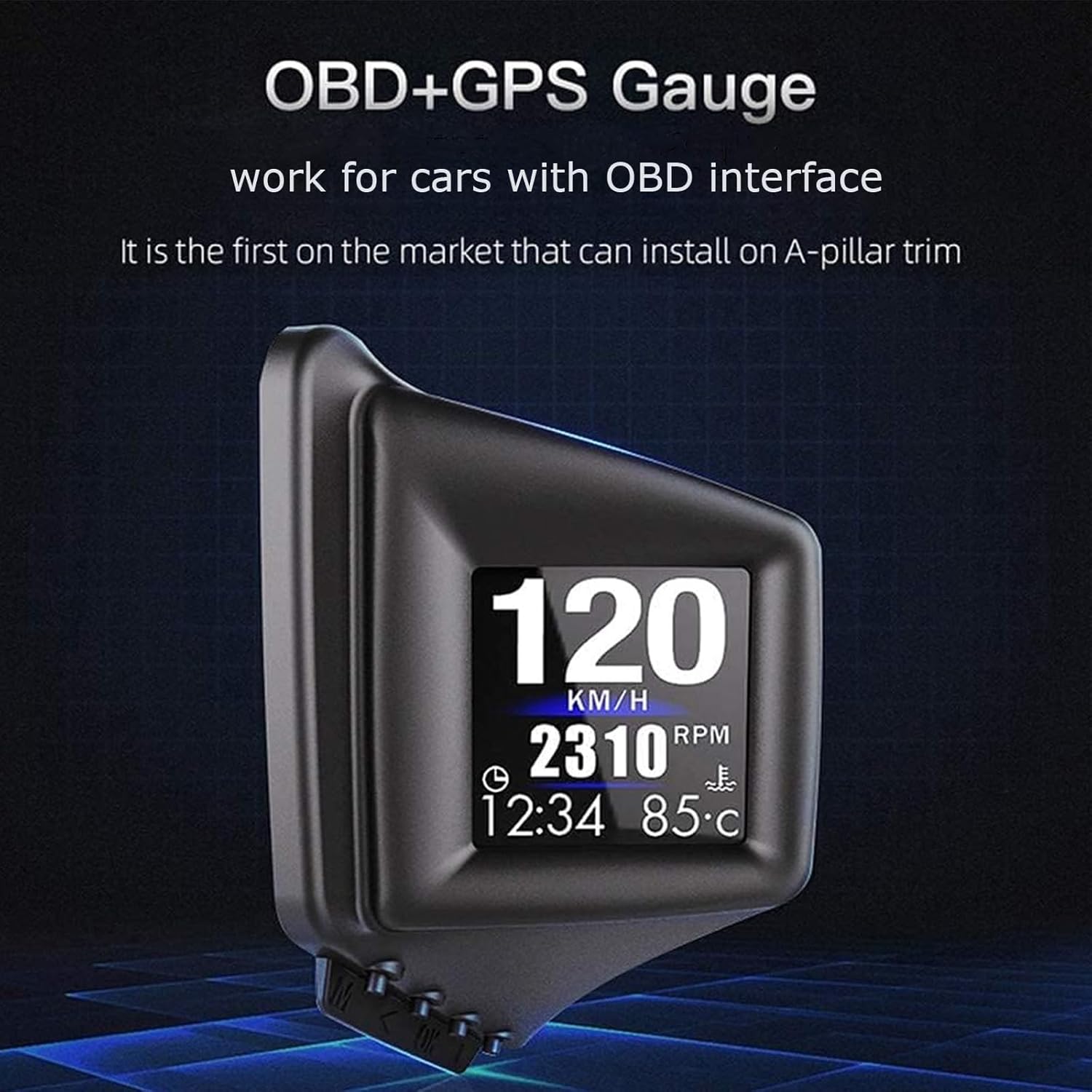 Imagen de KAOLALI Head Up Display Car Digital Velocímetro OBD2, Velocimetro Digital GPS Pantalla Car Head Up Display, Automóvil Velocidad/Temperatura del Agua, 8 Pantallas de Visualización