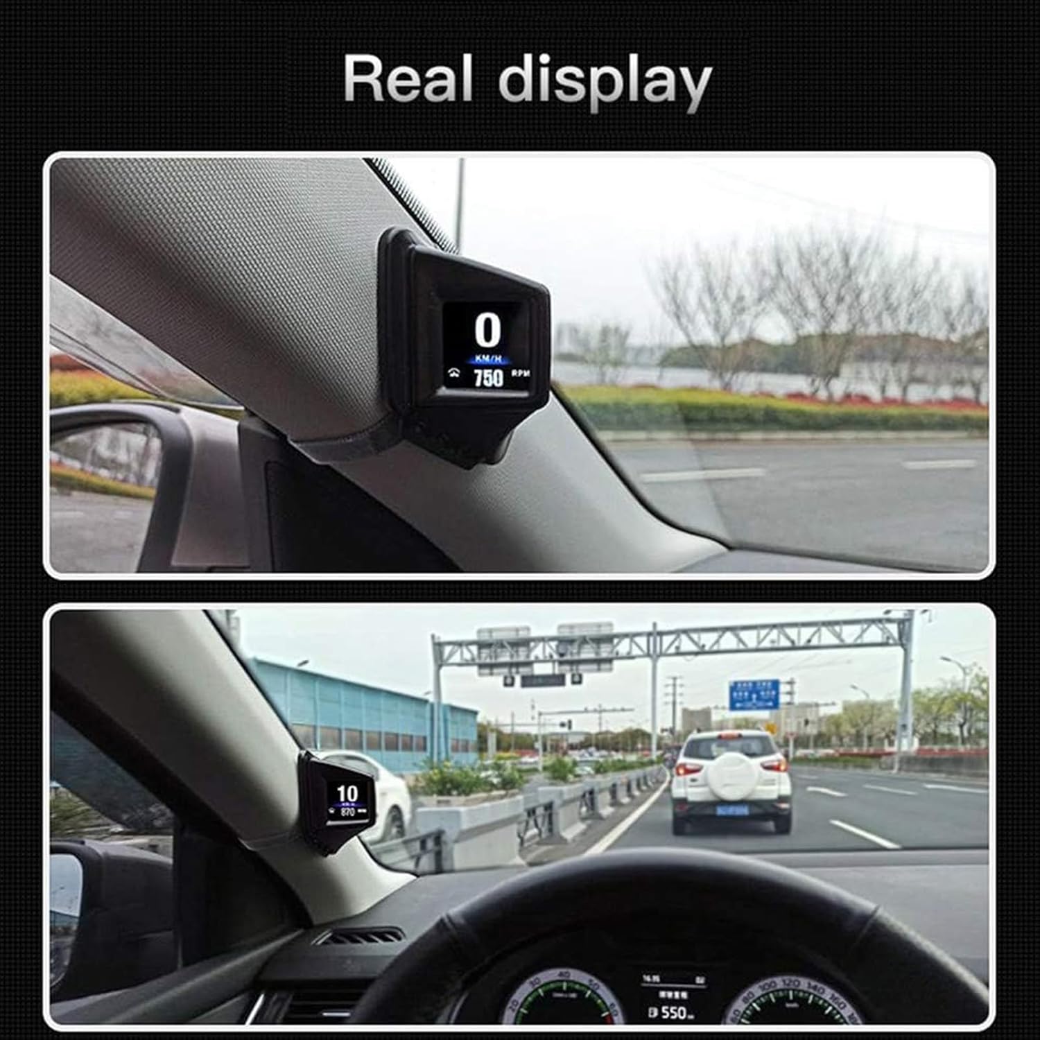 Imagen de KAOLALI Head Up Display Car Digital Velocímetro OBD2, Velocimetro Digital GPS Pantalla Car Head Up Display, Automóvil Velocidad/Temperatura del Agua, 8 Pantallas de Visualización