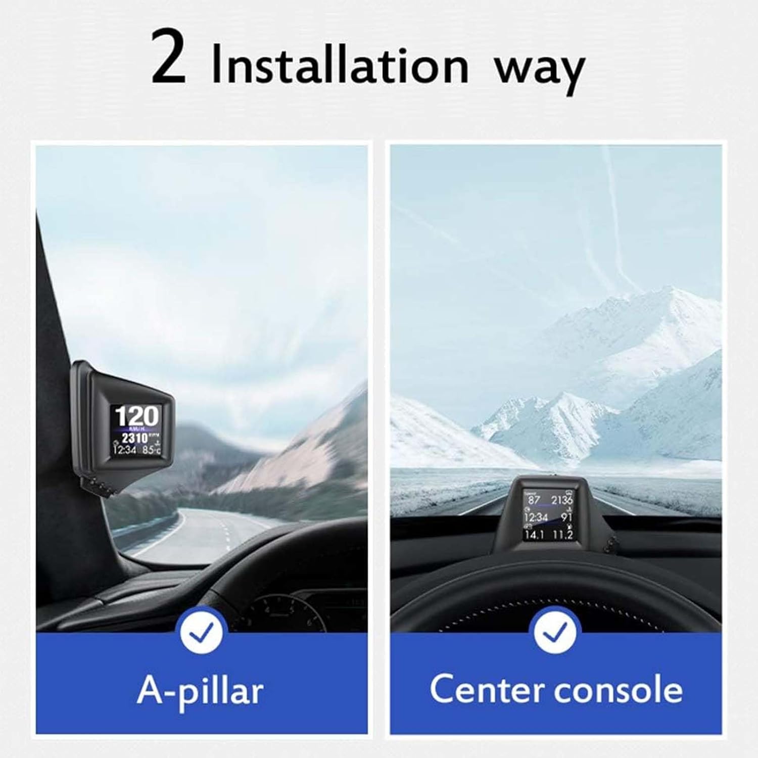 Imagen de KAOLALI Head Up Display Car Digital Velocímetro OBD2, Velocimetro Digital GPS Pantalla Car Head Up Display, Automóvil Velocidad/Temperatura del Agua, 8 Pantallas de Visualización
