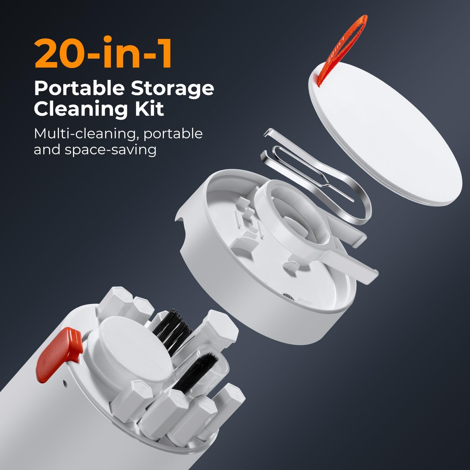 Imagen de K&F CONCEPT 20 en 1 Kit Multifuncional Portátil de Limpieza Electrónica-Limpia Teclado, Pantalla de PC, Teléfono Móvil, Airpods, Lentes, Cámara, Herramientas de Limpieza para Múltiples Circunstancias