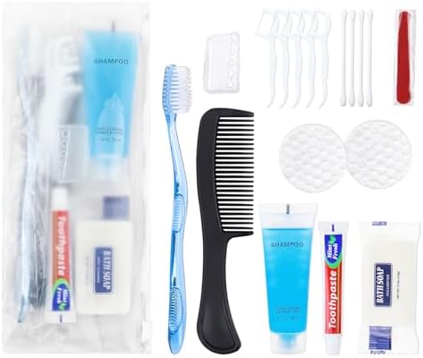 Imagen de Kit de aseo básico, empaquetado individualmente, kit de higiene personal a granel, suministros de cuidado para personas sin hogar, kit de aseo de tamaño de viaje para hombres y mujeres, bolsa